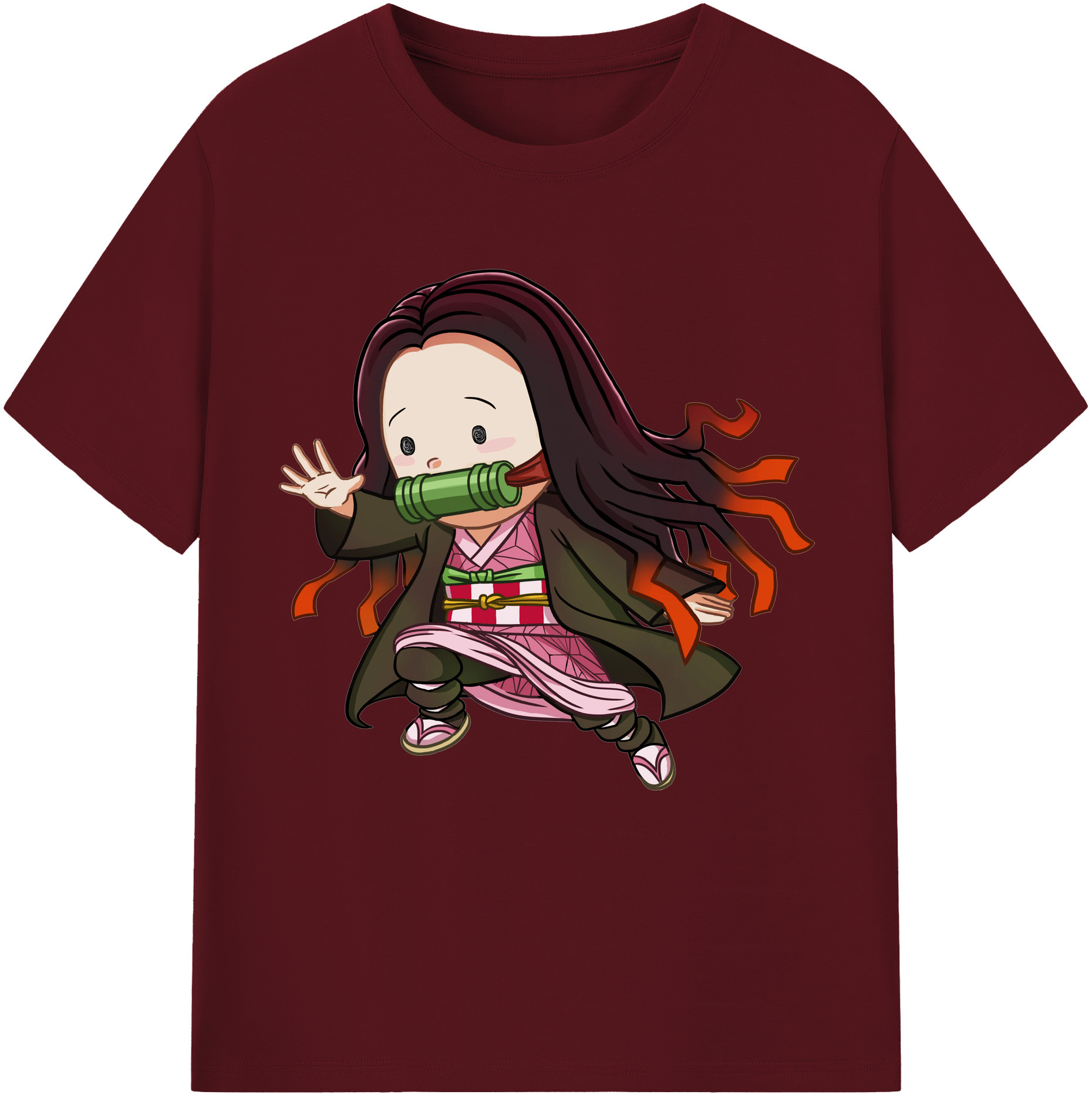 （画像用） 鬼滅の刃（きめつのやいば）竈門 禰󠄀豆子／かまど ねずこ Kamado Nezuko 綿100％半袖Tシャツ（フロントプリント）